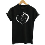 Love Heart Horse Printed T Shirt