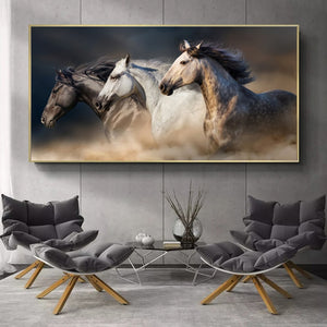 Three Running Horses Canvas