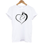 Love Heart Horse Printed T Shirt