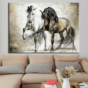 Retro Horse Abstract Oil Canvas