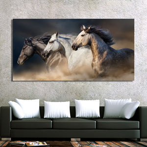 Three Running Horses Canvas