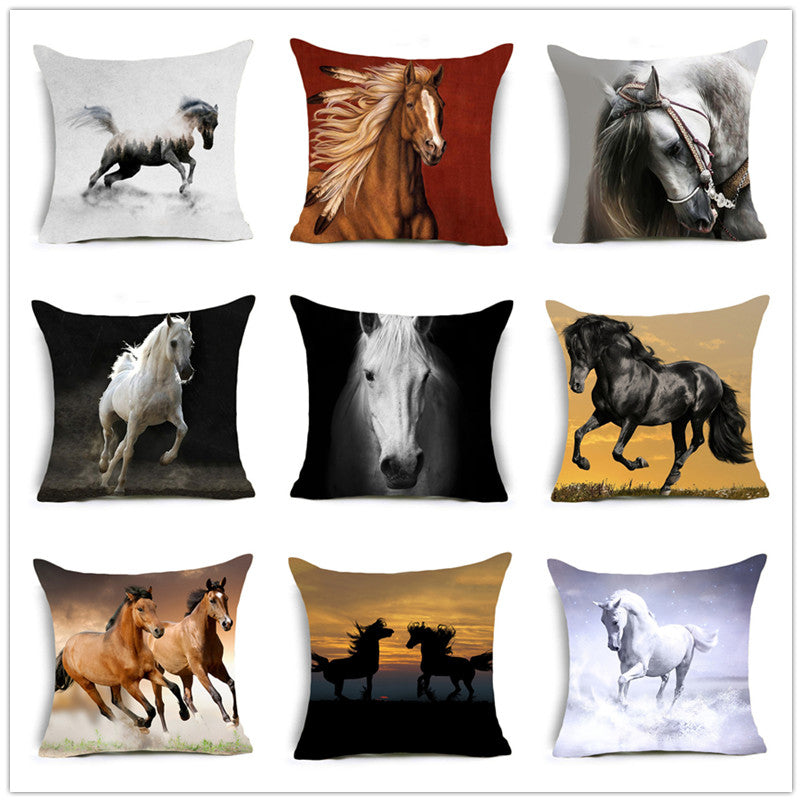 Horses Cotton Cushion Cover