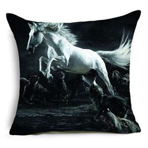 Horses Cotton Cushion Cover