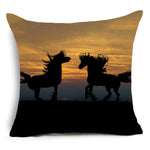 Horses Cotton Cushion Cover