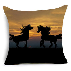 Horses Cotton Cushion Cover