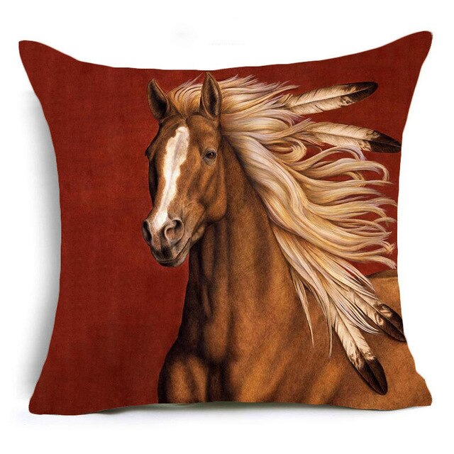 Horses Cotton Cushion Cover