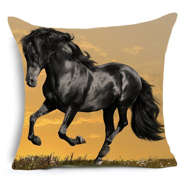 Horses Cotton Cushion Cover